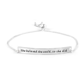 Verona Jewelers Inspiration Bracelets for Women Sterling Silver She Believed She Could So She Did Adjustable Bolo Bracelet for Women, Adjustable Bracelets for Women..