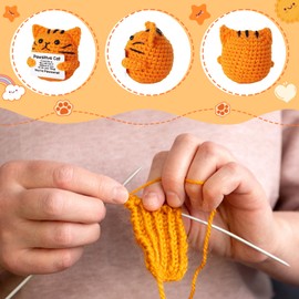 tGifGLonyi Positive Crochet for Dad Mom Grandma Grandpa Daughter Son Friend,Orange Cat Gifts for Cat Lover, Emotional Sister Brother Support Crochet Small Birthday Gifts