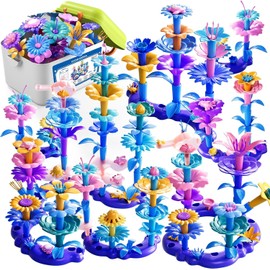 Toddler Girls Toys for 3 4 5 6 7 Years Old, 97pcs Flower Garden Building Toy Set for Toddler Girl with Storage Box, Building STEM Toy and Preschool Garden Play Set for Toddlers Girls