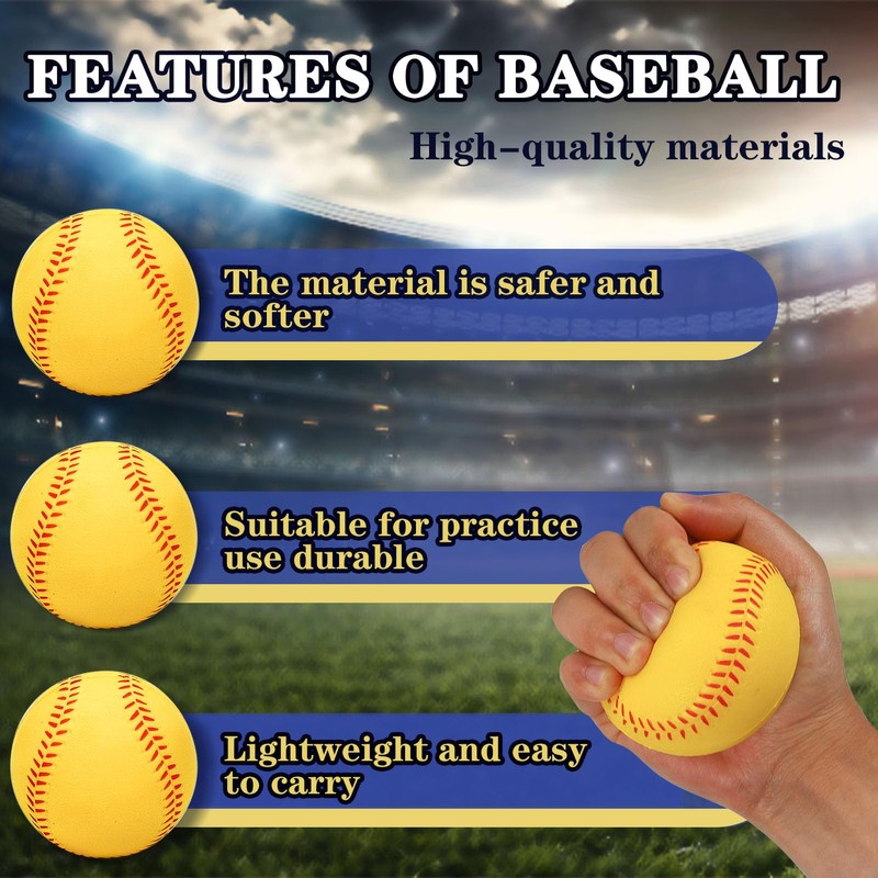 Bac-kitchen 4 Pack Foam Baseballs Practice softballs 9 inch Training