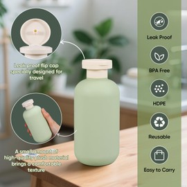 DEMORA Travel Bottles Essentials for Toiletries, Travel Size Containers for Shampoo and Conditioner, Refillable Toiletries Containers Leak Proof Plastic Squeeze Bottles with Flip Caps (6.6oz, 4 Pcs)