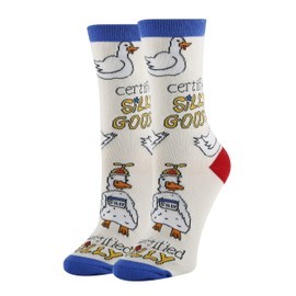 ooohyeah Women's Novelty Fun Saying Animal Crew Socks, Funny Crazy Dress Socks, Silly Goose