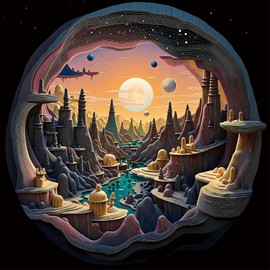 Naturelish 3D Visual Art Jigsaw Puzzles for Adults 1000 Pieces, Cave Alien Planet Landscape, Challenging Family Puzzle Puzzles, Great Gift Idea,Size 24x24 in