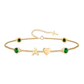 GIFT4U Gold Bracelets for Women Dainty Simple Cross Bracelet Initial A Bracelet Birthday Anniversary Valentine's Mother's Day Gifts for Mom Wife Mom Her