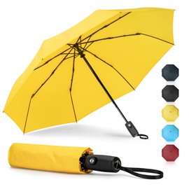 ZOMAKE Compact Umbrella - Auto Open Close Umbrella Windproof Strong,Large Strong Folding Umbrella,Black Wind Resistant Strong Umbrella,Travel Umbrella Compact for Men Women Family (Yellow)