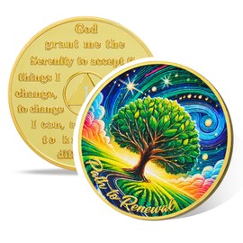 Baum der Hoffnung 1 Jahr Nüchternheit Münze, Affirmation AA Chip, Sucht Erholung Medaillon, Nüchternheit Geschenke für Frauen & Männer, Narcotics Anonymous Geschenke, Nüchternheit Chip