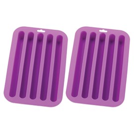 HIC Kitchen Silicone Water Bottle Ice Sticks Tray, Chocolate Candy Baking Craft Mold, Non-Stick, Heat-Resistant, Makes 5 Ice Sticks, Set of 2