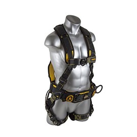 Guardian 21029 Cyclone Construction Harness with QC Chest/TB Leg/TB Waist Belt/Side D-Rings, Black/Yellow, Small