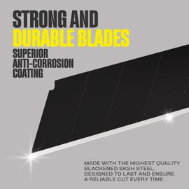 Berkling 18mm Snap Off Utility Knife Blades, SK2H Blackened Steel Replacement Blade | 3x Sharper and 5x More Durable Than SK5 Blades | Fits all 18mm Utility Knife & Box Cutter, Pack of 50