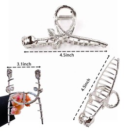 Flower Clips Large Flower Hair Clips Jaw Clips Hair Clips for Women (Gold/Silver Rose)