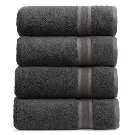 Springtree Home Luxury Viscose from Bamboo Bath Towel Set of 4 | 35% Viscose from Bamboo - 65% Cotton | Absorbent Quick-Dry Towels for Bathroom | Oeko-TEX Standard 100 Cotton | Iron Grey