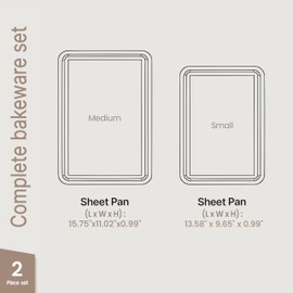 Diamond Bottom Cookie Sheet Set of 2, Nonstick Blue Carbon Steel Baking Pans for Crisp Baking, Space-Saving Stackable Trays, PFOA, PFOS, PTFE Free, Oven Safe Up to 450°F, Small & Medium Pans