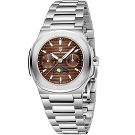 Pagani Design PD1786 Women's Multifunction Chronograph Moon Phase Automatic Date Week Quartz Watch, Pd1786-brown-cj, Classic