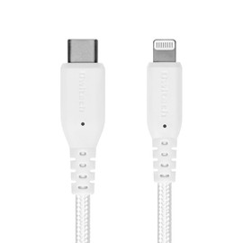 Owtec OWL-CBA4LC20-WH Ultra-Tough Type-C to Lightning Cable, 6.6 ft (2 m), Wire Disconnect, MFi Certified, PD60W, 3A, Rapid Charging, Data Transfer, 480 Mbps, Soft, Cable Band Included, Bend Resistant