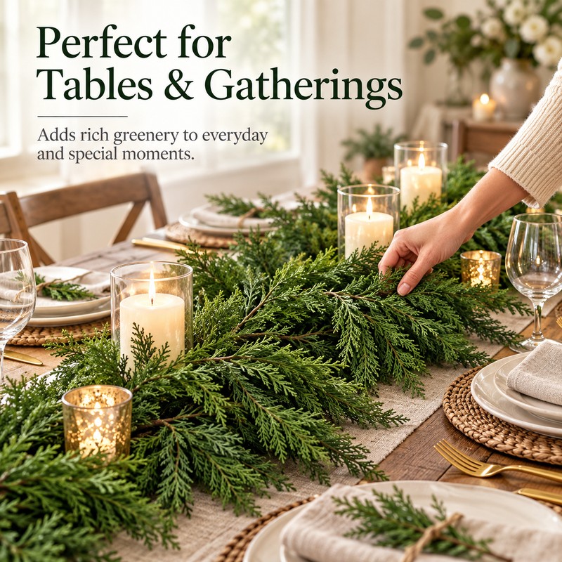 Artificial Cedar Garland for Christmas Decor – 1.8M Hanging Greenery