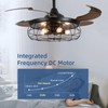 QWYUSD Industrial Caged Ceiling Fan with Lights and Remote, Black,