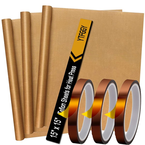 YTFGGY 3 Pack Teflon Sheets for Heat Press 15x15 and