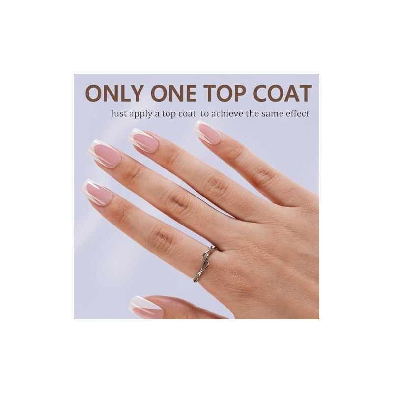 Misssix Uñas francesas profundas, 160 puntas de gel francesas, uñas