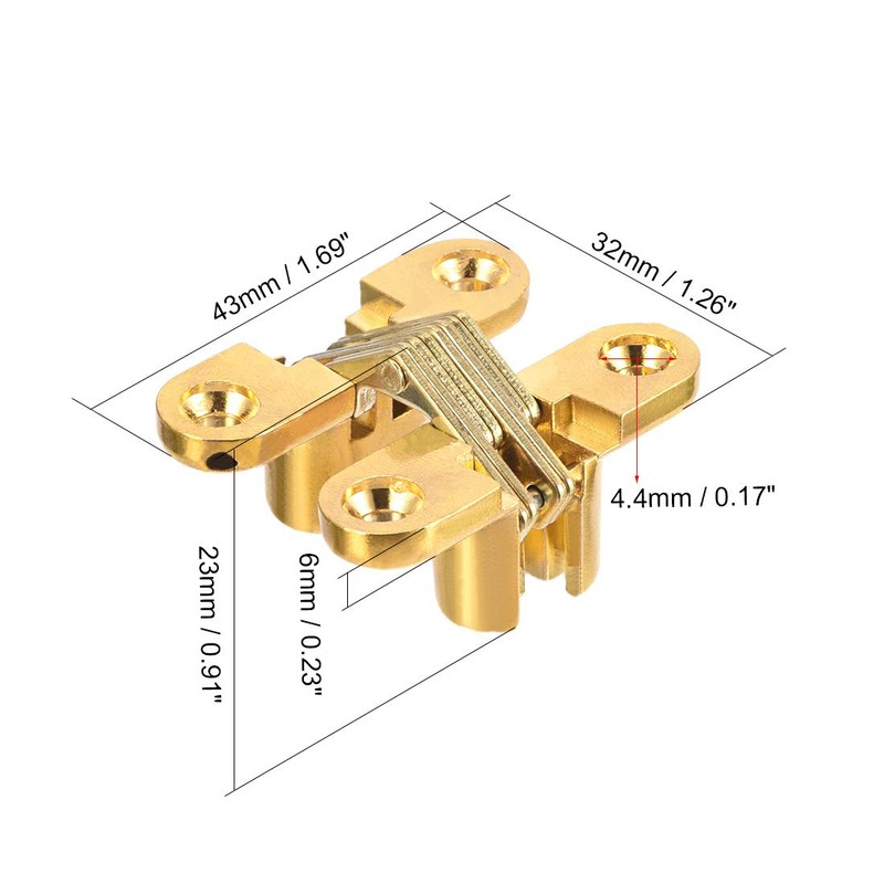 sourcing map 2pcs Invisible Concealed Cross Hinges Wooden Doors, Zinc