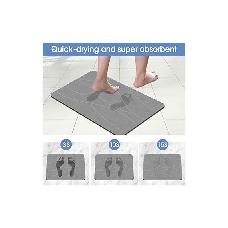 VEELOIM STONE BATH MAT DIATOMACEOUS SHOWER MAT NON-SLIP SUPER ABSORBENT