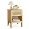 VASAGLE Rattan Nightstand, Boho Bedside Table with Drawer, Cane End