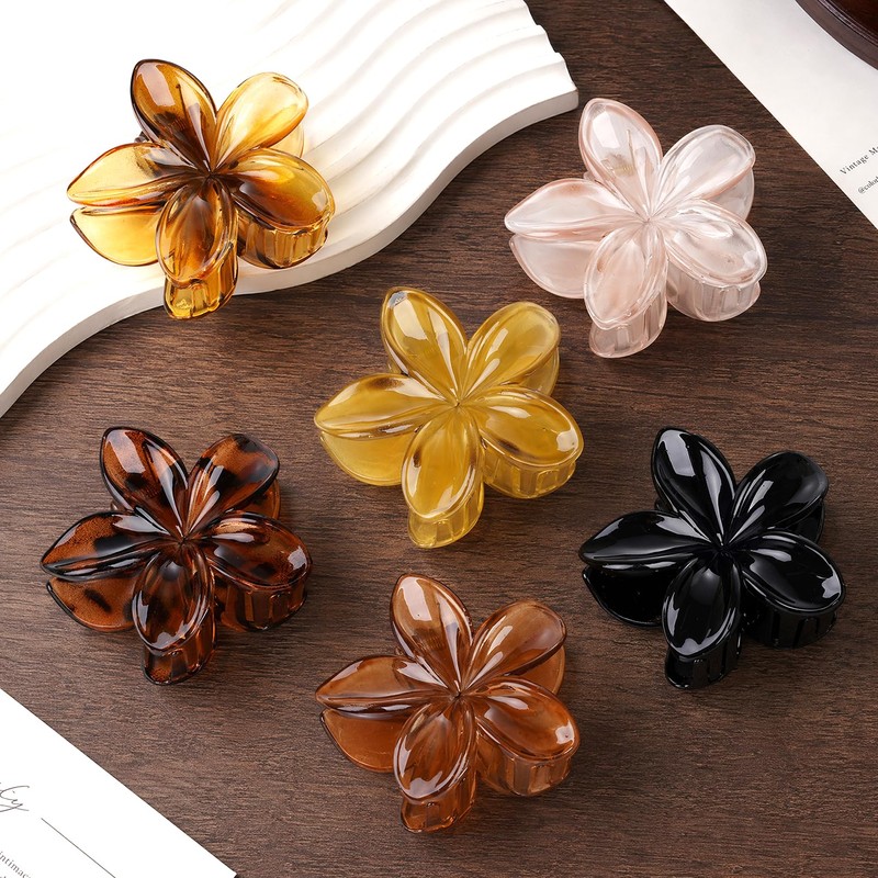 6 Pcs Flower Hair Clips for Women, Hawaiian Hibiscus Plumeria
