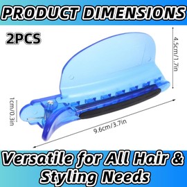 Heat Insulation Sectioning Clips, 2PCS Blue Hair Styling Clips - Wig & Extension Separator Tools 7-Tooth Design (9.5x4.5cm/3.7x1.7in) for Highlighting, Dyeing, Salon & Home Use