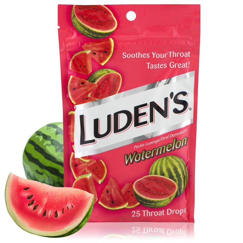 Luden's Watermelon Cough Throat Drops, Pectin Lozenge/Oral Demulcent, 25-Count per