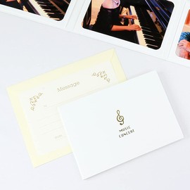 Yamadaya Stand Music Recitals Photo Mat Paper Photo Frame Pocket Mat "MUSIC CONCERT" 2L Size 3 Sided Horizontal (White)