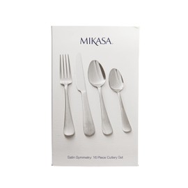 MIKASA Satin Symmetry Cutlery Set, Stainless Steel, 16 Pieces, Service for 4