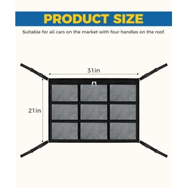 iolory Car Ceiling Storage Net with Zipper,Universal Mesh Cargo Net Car Storage, Automotive Adjustable Storage Organizer Cargo Net for Toys,Quilts,Tickets,Suitable for Cars,Trucks,SUVs,Campers