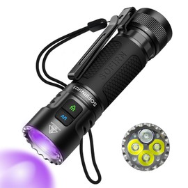 sofirn SR23 3300 Lumens EDC Flashlight USB C Rechargeable, Bright LED Flashlight with UV Light, High Lumens Portable Handheld Dual Sources Pocket Light for Outdoor, Checking, Working, Emergency