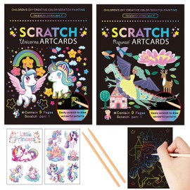 Georgie Porgy Scratch Picture Set, DIY Craft Sets for Children, Magic Rainbow Scratch Paper, Scratch Paper, Scratch Book, Easter, Christmas, Birthday Gift for Boys Girls (Unicorn Rapunzel)