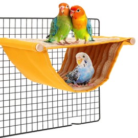 Winter Warm Bird Nest Bed, Parrot Hanging Bed Cage Hammock Snuggle Hut Parrot House Tent Bird Cage Stand Perch for Parakeet Budgies Cockatiels Lovebird Cockatoo Finch Hamster Chinchilla(Yellow)