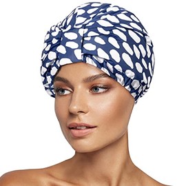 INNELO - Gorro de ducha de lujo, reutilizables, impermeables, para mujer, ajustable, grande, con forro de satén, para todos los estilos de cabello, co
