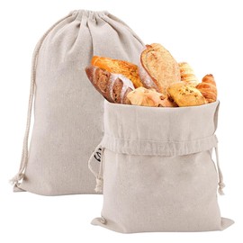 Alnicov Pack of 2 Reusable Bread Bags for Bread, Natural Linen, Food Storage Bag with Drawstring, Portable Eco Storage Bag? 30 x 40 cm