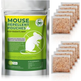 10 Packs Mice Repellent Pouches, Peppermint Oil Rodent Repeller, Natural Pest Control for Rats Squirrels Insects, Indoor Outdoor Mouse Deterrent, Pet & Family Safe Alternative to Traps & Poison