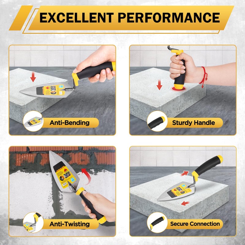 FACULX 4 PCS Masonry Hand Tool Set,For Concrete,Drywall,Tile,and Plastering