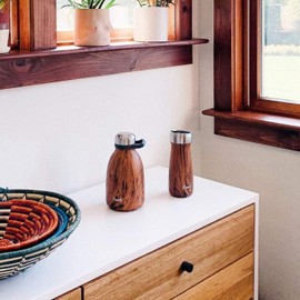 S'well Stainless Steel Traveler with Commuter Lid, 16oz, Teakwood, Triple Layered Vacuum Insulated Containers Keeps Drinks Cold for 24 Hours and Hot for 6, BPA Free, Easy Carrying On the Go