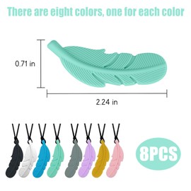 8 Pcs Sensory Chew Necklace Chew Toys for Autistic Children Chew Teether Necklace Chewelry Pendant Sensory Chew Toys Bundle for Kids with Teething, ADHD, Autism, Biting Needs(Feather Shape)
