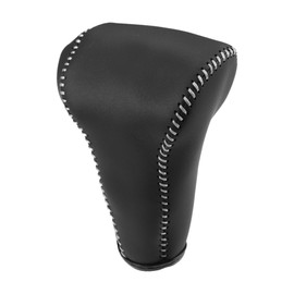 A ABSOPRO Car Gear Shifting Knob Cover Automatic Transmission Lever Trim for Honda CR-V 2017-2022 Faux Leather Black Gray Stitches