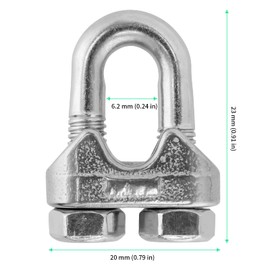 FUNSUEI - Paquete de 48 clips de cable de acero inoxidable M4, tornillo en U de 5/32 pulgadas, clip de cuerda de alambre de acero inoxidable 304, abrazadera de cable en forma de U, se adapta a cuerda