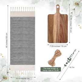 Reallnaive Christmas Hostess Gifts Set for Women House Warming Gifts Include Cutting Board Cotton Turkish Hand Towel Eucalyptus Stem and Hemp Rope for Kitchen Xmas Party Wedding Housewarming Gifts