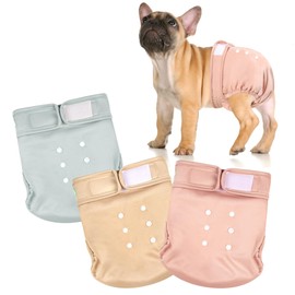 wegreeco Frenchie Dog Diapers Female No Tail Hole,Washable Pet French Puppy Bulldog Diapers Female for Period Heat,Reusable Doggy Doggie Dog Diapers （Morandi Medium）