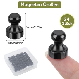 QINGHEC Pack of 24 Mini Magnets Strong, 12 x 16 mm Small Magnets, Cone Neodymium Magnet Extra Strong, Fridge Magnets, Small Strong Magnets for Magnetic Board, Whiteboard, Pin Board, Pegboard