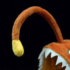 FRANKIEZHOU Lifelike Anglerfish Plush-Brown 12" Deep Sea Fish Stuffed Animal,Soft Monkfish Plush Toy for Boy,Gifts for Kids, Cry Babies
