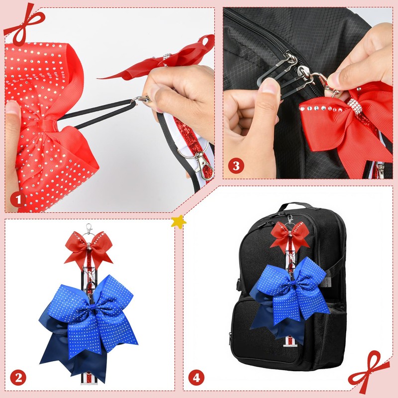 DEEKA Cheer Bow Holder with Mini Bow for Backpack Bags