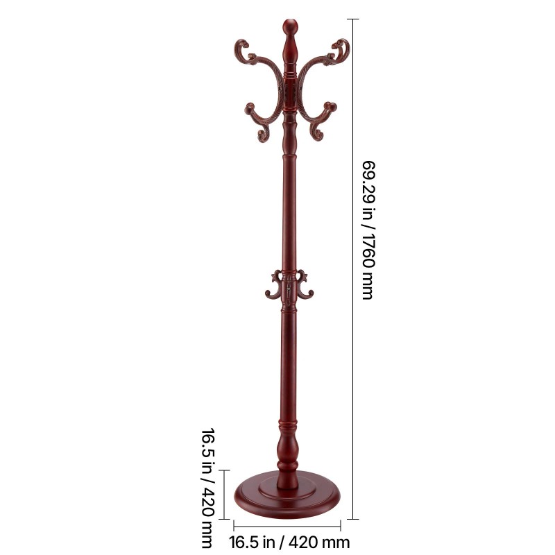 VEVOR Freestanding Coat Rack Wooden Coat Tree with Stable Large
