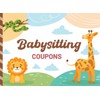Babysitting Coupons: Safari Animal Theme with Lion, Giraffe, and Snake: