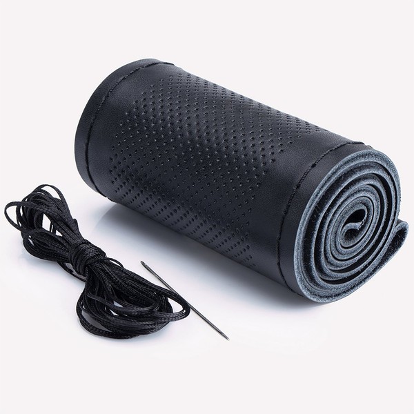 FMS Echtes Leder Lederbezug 37 – 38.5cm Naht DIY Lenkradbezug